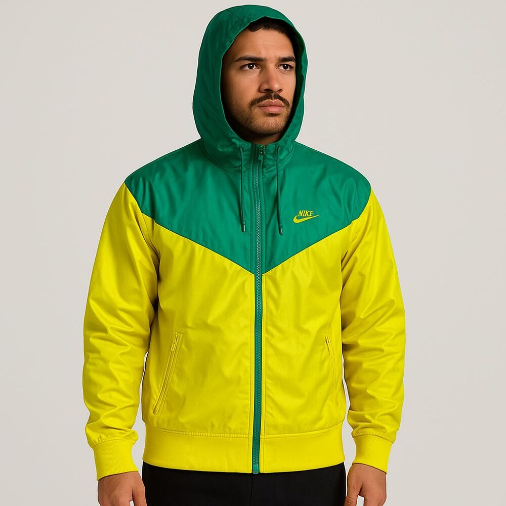 Nike Vintage Rare Glanz Windrunner Windbreaker Jacket Green Yellow S
